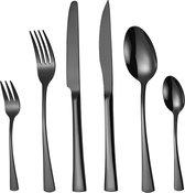 Ménagère Deleca pour 6 personnes Harmony - Cuillères, Couteaux, Fourchettes, Couteaux à steak et fourchettes à pâtisserie - Passe au lave-vaisselle - Zwart / Acier inoxydable