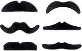 Plaksor - Set de 6 moustaches ! - Fausse moustache - Moustaches collantes autocollantes - Carnaval - Barbe - Zwart