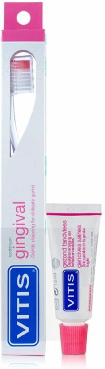 Vitis 2x Gezond Tandvlees Tandenborstel met Tandpasta 1 stuk + 15 ml