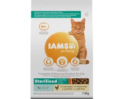 4x IAMS Kat Adult Sterilised - Overweight Kip 1,5 kg