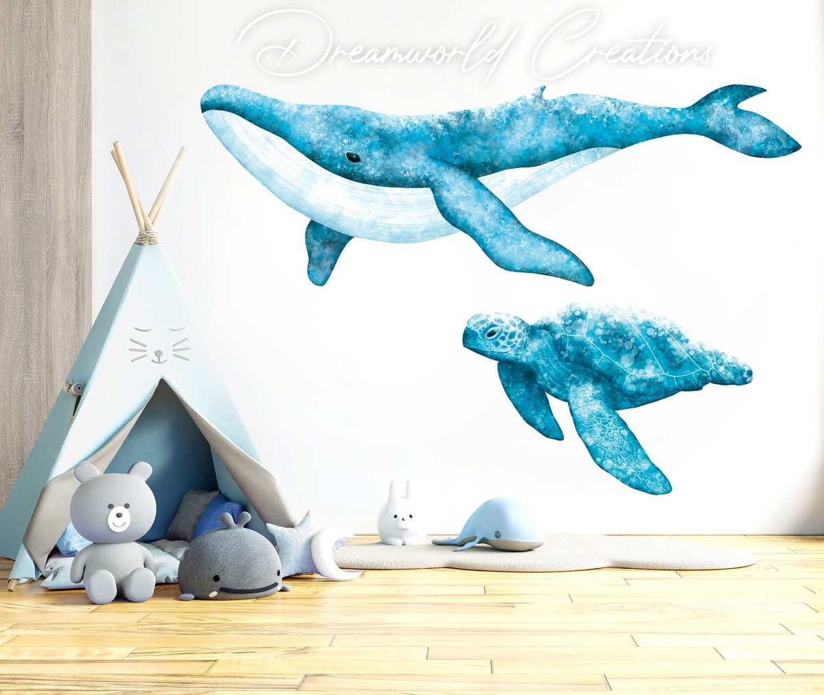 Muursticker Schildpad - 100x68 cm - kijkend naar rechts - muursticker kinderkamer