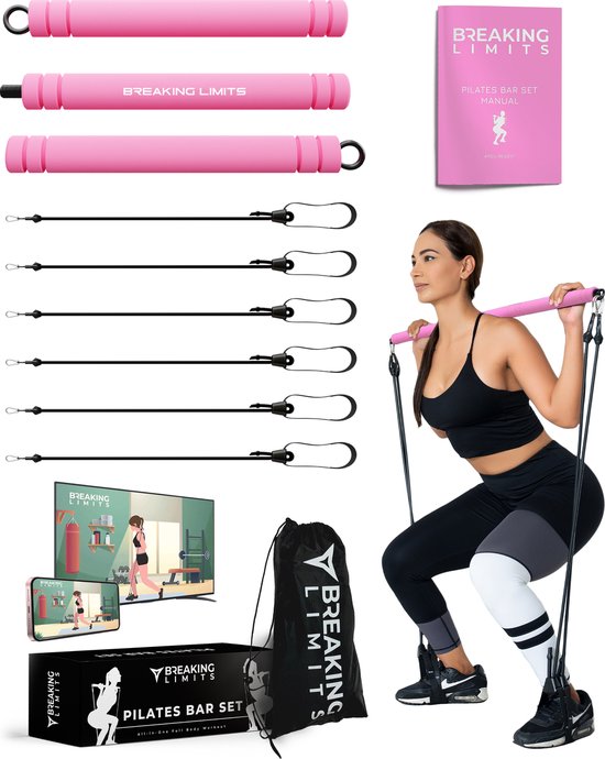 MJ Sports Premium Pilates Sticks - Barre de Fitness professionnelle -  Pilates Stick 