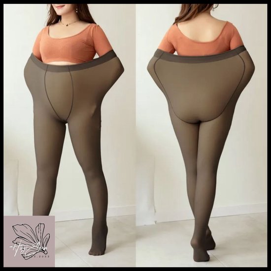 True XXL - 80 - 120 kg - Collants polaire d'hiver - 220 g - Warm Thermo Panty - Printemps - Automne - Hiver - Connu de TikTok - Zwart