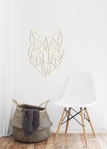 HOUTEN WANDDECORATIE / WOODEN WALL DECORATION - GEOMETRISCHE MUURDECORATIE / GEOMETRIC WALL ART - WOLF - 45 x 59cm - LICHT HOUT / NATURAL WOOD - ORIGAMI DESIGN WANDFIGUUR - ECHT HO