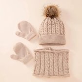 Set 3 Pièces Bonnet, Chapeau, Écharpe et Gants Bébé - Convient aux bébés de 0 à 3 ans - Bonnet tricoté chaud d'hiver pour nouveau-né et tout-petit - Pour petits Garçons et Filles - Chapeau chaud d'hiver -
