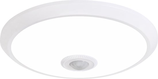 LED Plafondlamp met Sensor + Dag en Nacht Sensor - Kozolux Crimpy - 20W 1500lm - Helder/Koud Wit 6400K - Opbouw - Rond - Wit