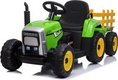 Elektrische kinderauto - Tractor elektrisch 12V + trailer, elektrische kinder tractor (Groen)