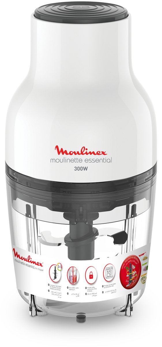 Moulinex Moulinette Essential DJ520110 - Hakmolen, 4 L, 300 W,Roestvrij staal