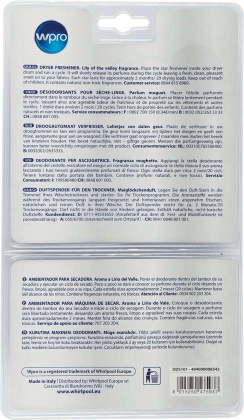 Désodorisant De Pièces Et Accessoires De Sèche-linge DDS101 Whirlpool