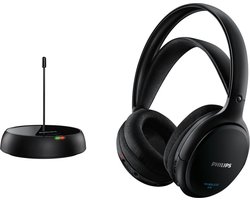 PHILIPS SHC5200/10 HiFi TV Hoofdtelefoon Draadloos Over-Ear (32-mm-Luidspreker, Draadloze FM-transmissie, Zelfinstellende Binnenhoofdband, Lichtgewicht Ontwerp, Oplaadbaar), Zwart