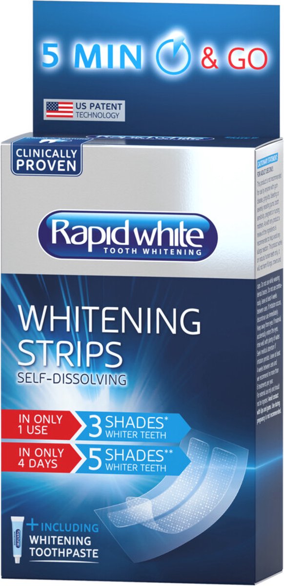 Rapid White Oplossende Bleaching Strips - 2 x 16 stuks - Voordeelverpakking