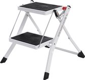Bol.com 2-sporten ladder vouwladder sportbreedte 20 cm antislip rubber met handvat draagvermogen 150 kg staal GS-gecertificeerd ... aanbieding