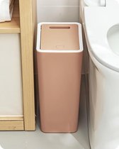 Push-Lid keuken vuilnisemmer, druk cover art keuken vuilnisemmer slanke vuilnisemmer voor woonkamer toilet afval kantoor prullenmand (bruin)