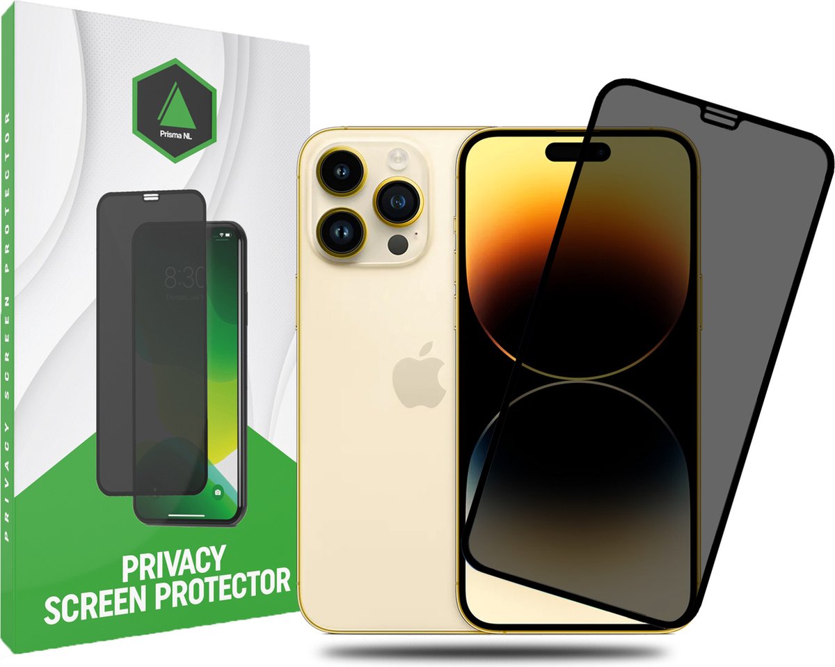 Prisma NL® iPhone Privacy Screenprotector voor iPhone 14 Pro Max - Anti Spy - Premium - Screenprotector - Beschermglas - Gehard glas - 9H Glas - Zwarte rand - Tempered Glass - Full cover