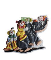 Carnaval wanddecoratie bord 2 clowns met olifant / Nar / Clown 57 x 45 cm