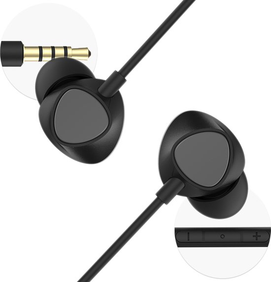 Foto: Imoshion in ear oordopjes oortjes met draad en microfoon earbuds met aux 3 5mm jack aansluiting zwart