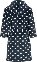 Playshoes - Fleece badjas met capuchon voor meisjes - blauw & hartjes - maat 134-140cm