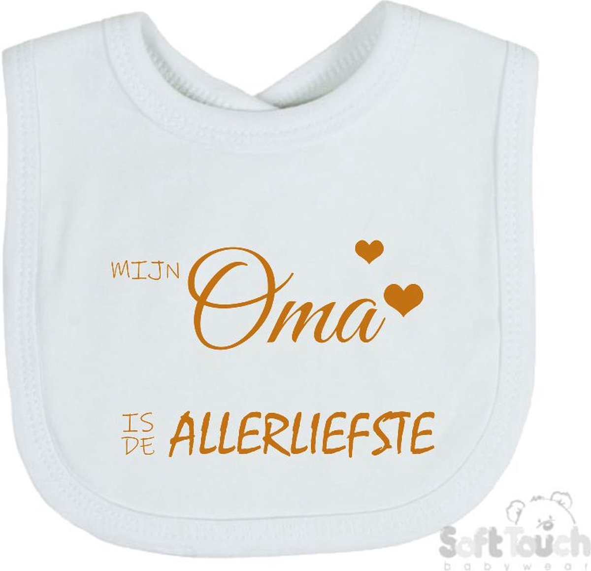Goedkoopste Soft Touch Slabber Slabbetje Slab Mijn oma is de allerliefste Unisex Katoen Wit/tan Maat 33x22 Cm