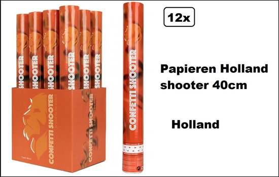 12x Party shooter Holland 40cm - Papieren snippers - Thema feest EK WK Voetbal evenement festival