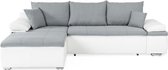 Omkeerbaar 3 -Seater Convertible Corner Sofa+Trunk - White Imitation and Gray Fabric - Celina - L 274 X D 184 cm - gemaakt in Oekraïne