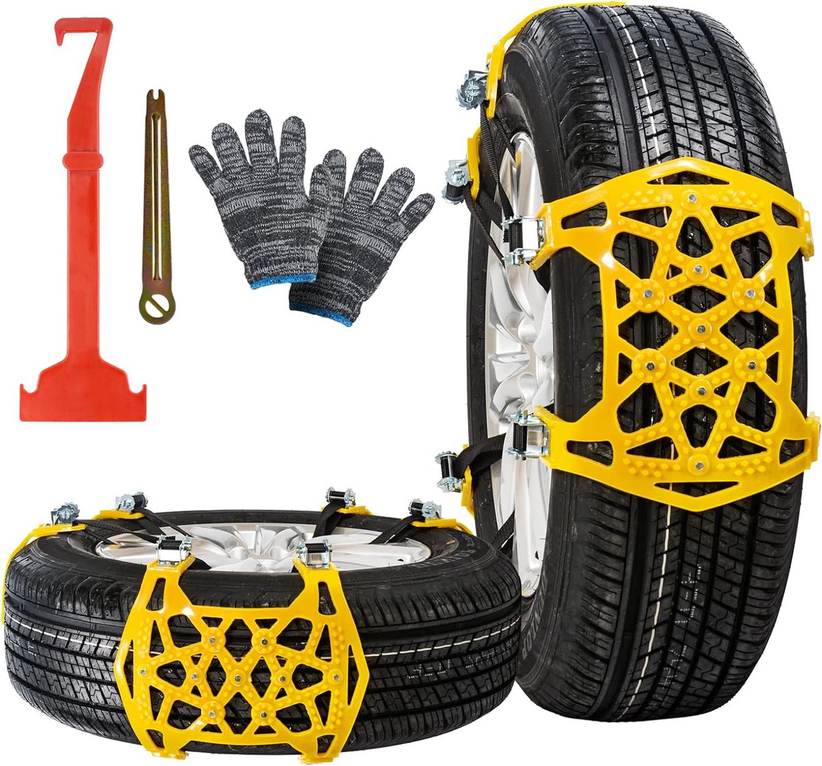 Sneeuwkettingen voor auto, 7 stuks, universele sneeuwkettingen voor auto, winter, universele sneeuwkettingen voor noodgevallen, sterke kettingen voor de meeste auto's, SUV's vrachtwagens