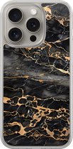 Casimoda® hoesje - Geschikt voor iPhone 15 Pro Max - Marmer Grijs Brons - 2-in-1 case - Schokbestendig - Marble design - Verhoogde randen - Grijs, Transparant