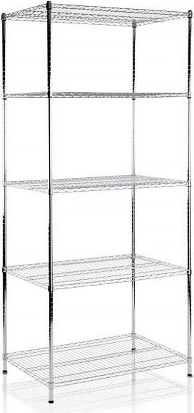 Himimi Staande rek met 6 verdiepingen, in hoogte verstelbaar, duurzaam rek met haken voor badkamer, keuken, garage, slaapkamer, zilver, 29 cm x 54 cm x 175 cm