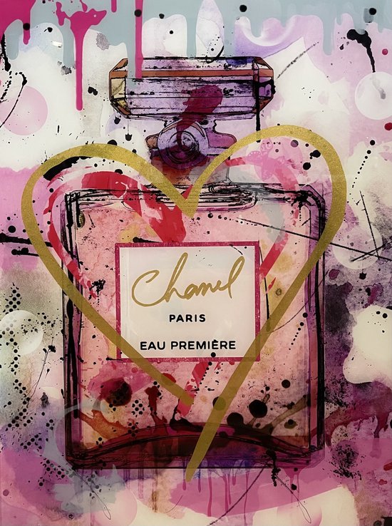 Chanel glasschilderij LeJoy Design - Chanel pink - wanddecoratie - roze Chanel - design - schilderij - muurdecoratie - wanddecoratie