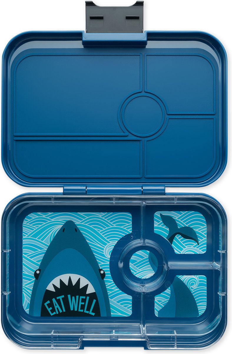 Yumbox Tapas XL - lekvrije Bento box lunchbox - 4 vakken - Monte Carlo Blue / Shark tray