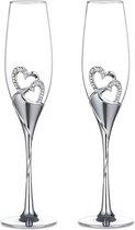 Creatieve hoogwaardige wijnglazen met voet, gekleurde emaille Kristiall diamantset, hartvormig, liefdevol stel, voor bruiloften, romantische champagneglazen, geweldig cadeau, set van 2 glazen