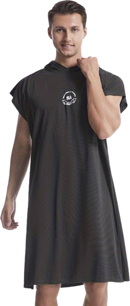 Nivard Surf Poncho Voor Volwassenen - Omkleed Handdoek Zacht - Dames & Heren - Zwart