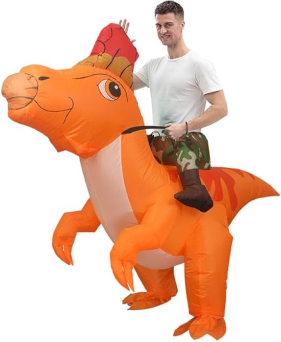 JASHKE Opblaasbaar dinosauruskostuum, dinosaurus, opblaasbaar, volwassenen, opblaasbaar, dinosauruskostuum, volwassenen (wit