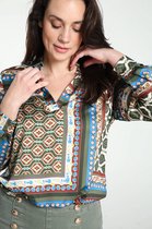 Cassis Satijnen blouse met grafisch motief