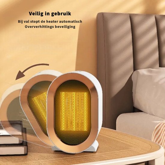 Eco Warmte® Premium Elektrische Verwarming - Elektrische Kachel - Ventilatorkachel - Keramische Kachel - Luxe Heater - 2 Standen - 800/1200 Watt - LED Indicatie - Wit