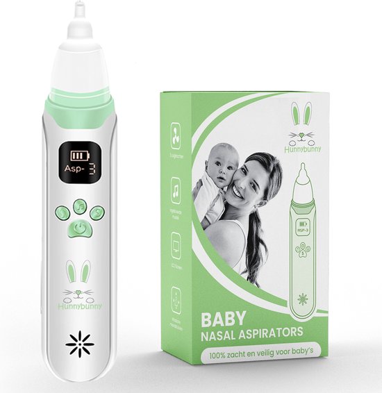 Hunnybunny® Elektrische Neusreiniger voor Baby’s met 8 Muziekjes en Licht – Neuspeer - Aspirator - Neuszuiger - USB-compatibel