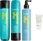 Matrix High Amplify Shampoo 300ML - Conditioner 300ML - Amplify Wonder Boost 250ML + Gratis Evo Travelsize