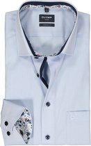 OLYMP modern fit overhemd - mouwlengte 7 - popeline - lichtblauw - Strijkvrij - Boordmaat: 38