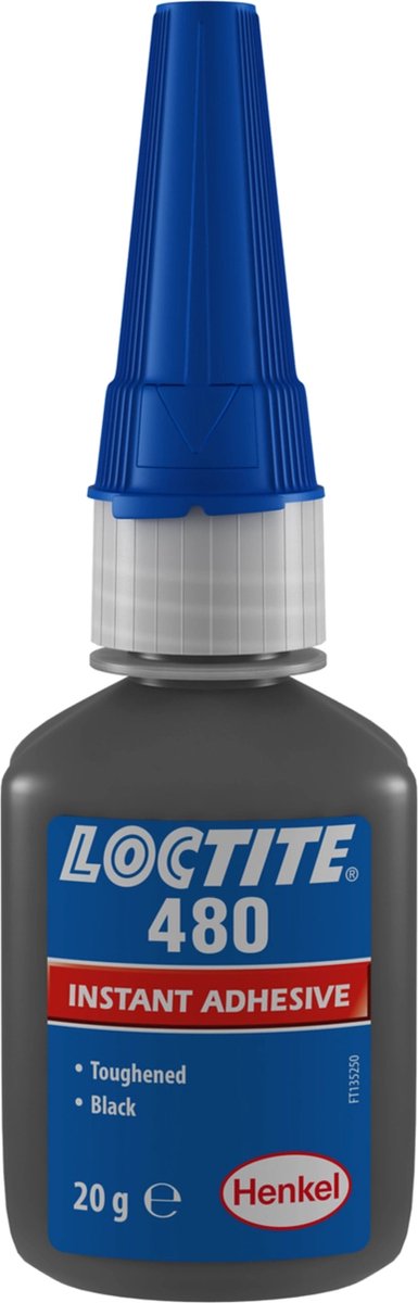 LOCTITE 480 ZWART / 20g is een versterkte, snelhardende instantkleefstof die ideaal is voor de verbinding van metaal met metaal, met rubber of magneten, vooral in vochtige omgevingen.