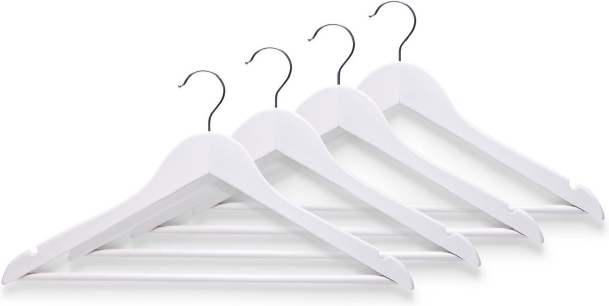 20x Witte kledinghangers met broekstang 44 cm - Zeller - Huis/wonen benodigdheden - Kledingkast - Kledinghangers voor volwassenen