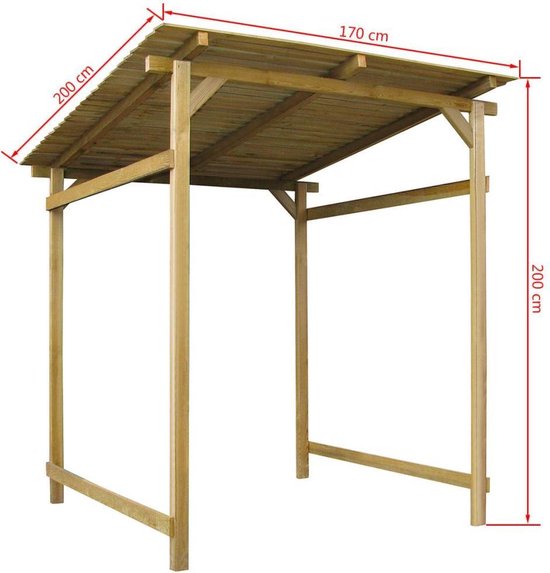 Tuin Overkapping Hout 170x200x200cm - Houten overkapping Tuin - Tuinafdak  Hout - Tuin... | bol.com