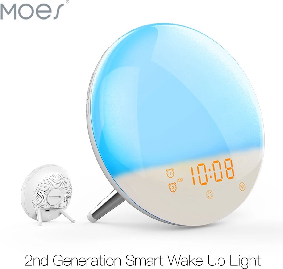 Oopers Slimme WiFi Wekker - Smart Wekker - Wake Up Light Wekker - Met 7 Kleuren - Compitabel Met App