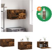 vidaXL Wandkast 60x36-5x35 cm bewerkt hout gerookt eikenkleurig - Kast - Inclusief Houtreiniger en verfrisser