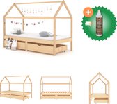 vidaXL Kinderbedframe met lades massief grenenhout 90x200 cm - Bed - Inclusief Houtreiniger en verfrisser
