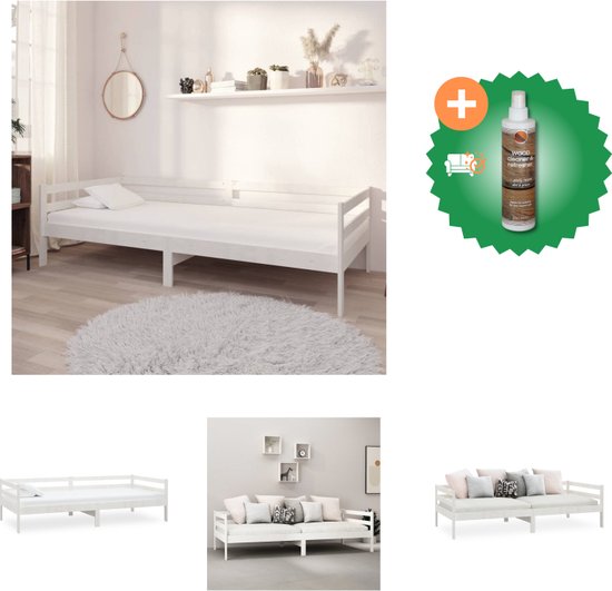 vidaXL-Slaapbank-90x200-cm-massief-grenenhout-wit - Bed - Inclusief Houtreiniger en verfrisser