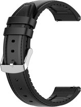 Leren bandje - met siliconen binnenkant - geschikt voor Huawei Watch GT / GT Runner / GT2 46 mm / GT 2E / GT 3 46 mm / GT 3 Pro 46 mm / GT 4 46 mm / Watch 3 / Watch 3 Pro / Watch 4 / Watch 4 Pro - zwart