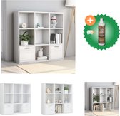 vidaXL Boekenkast 98x30x98 cm spaanplaat hoogglans wit - Kast - Inclusief Houtreiniger en verfrisser