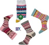 SOX superzachte warme fijne Noorse wollen sokken met 4 verschillende Scandinavische wintertekeningen in felle kleuren 4 PACK 37/42 Ass. 1