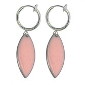 Klem -Oorbellen- emaille- roze -Neroli -zilverkleur- lang- geen gaatjes- Charme Bijoux