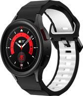 Siliconen bandje - geschikt voor Samsung Galaxy Watch 6 / Watch 6 Classic / Watch 5 / Watch 5 Pro / Watch 4 / Watch 4 Classic - zwart-wit