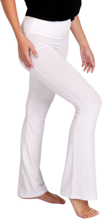 Namastae® Yoga legging dames hoge taille | Yogabroek | Licht uiteenlopend | Wit | Maat 36 | Maat S